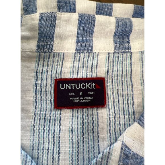 NWT women's UNTUCKit linen striped shirt blouse size 8 - Picture 4 of 4